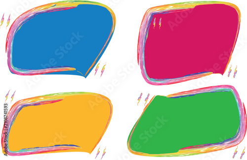 colorful quote speech bubbles creative hand drawn pencil outline