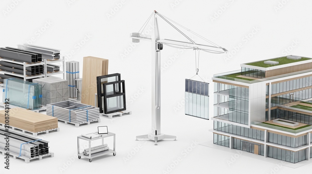 Fototapeta premium AI Building Business Solutions Through Intelligent Enterprise Construction Concept
