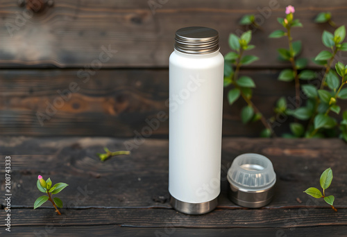 White reusable water bottle...