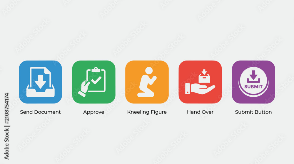 Fototapeta premium Set of UI Interface Icons for Business Processes
