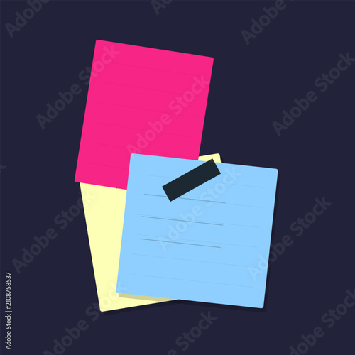 Colorful stack of sticky notes with tape minimalist illustration