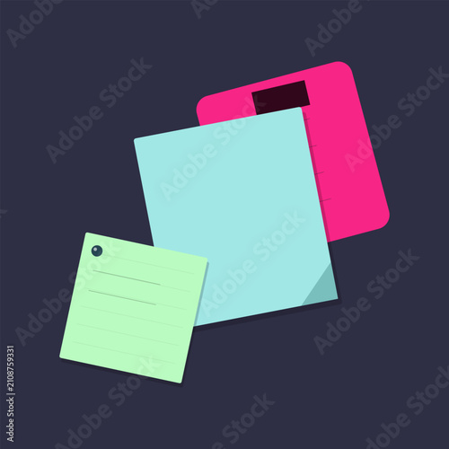 Colorful sticky notes and folder illustration for organization and planning