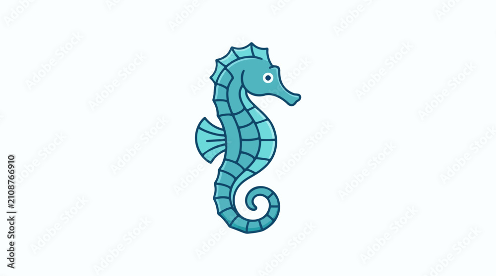 Fototapeta premium Cute Blue Seahorse Illustration Isolated on White Background