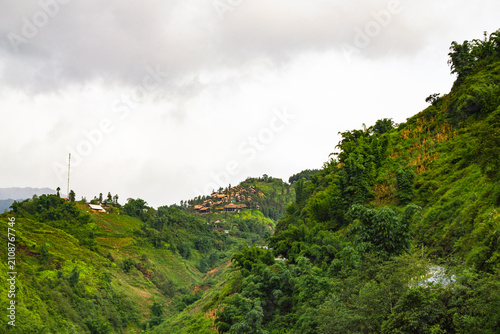 Rural Village Built on Green Mountain Ridge in Sapa