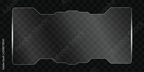 Futuristic HUD Glassmorphism Frame Banner with Light Effect Isolated on Transparent Background