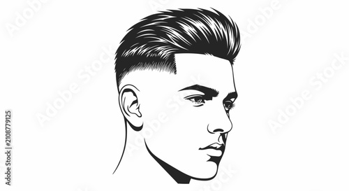 Bild auf Leinwand Young man with stylish haircut portrait.