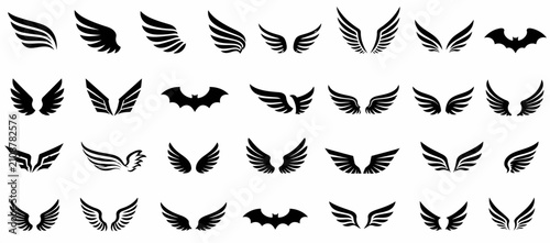Bild auf Leinwand Artistic Wing Logo and Silhouette Collection