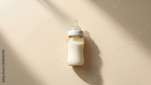 Plain unbranded baby bottle for family, pet and early-life product campaign