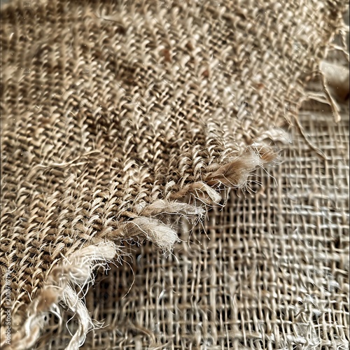 Extreme Close-up of Frayed Burlap Fabric Texture for Rustic Design Backgrounds
