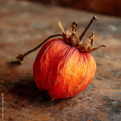 Dried Red Fruit on Dark Wood Background for Rustic Organic Food Concept