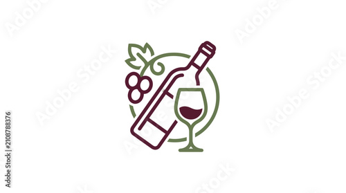 Obraz na płótnie Wine bottle and grape icon.