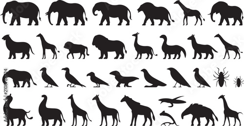 Tableau sur toile animal silhouettes set of vector animal icons for logo emblem craft