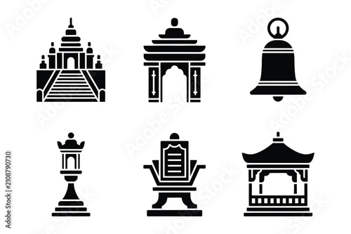 Foto Traditional religious monuments and ceremonial objects vector graphics with monu