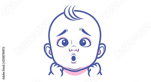 Obraz na płótnie Surprised Baby Face Closeup Illustration.