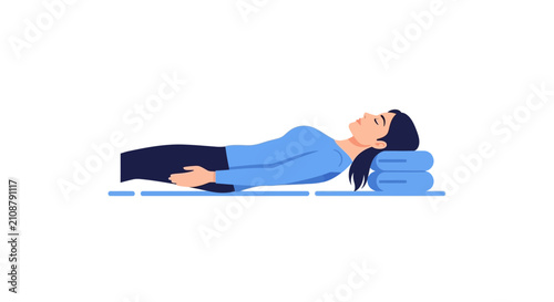 Foto Woman lying on her back sleeping.