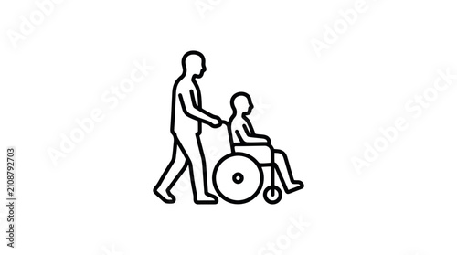 Cuadro en lienzo Man pushing woman in wheelchair.