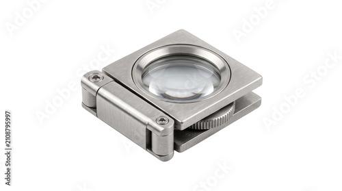 Folding linen tester magnifier for printing, textiles, quality inspection and precision craftsmanship. Isolated on White background.