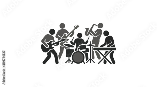 Canvas Print Silhouette of a jazz band performing.