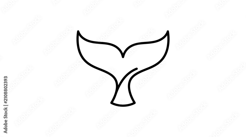 Naklejka premium Whale tail minimalist line art icon