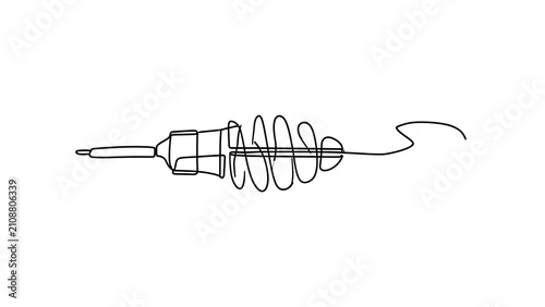 Plakat Sewing needle with thread on white background.