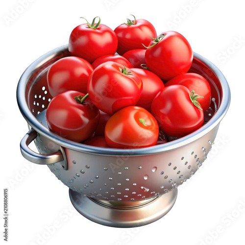3D render red tomato colander graphic