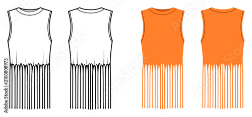 Foto Sleeveless top with fringe hem detail and clean neckline, relaxed silhouette minimal shaping