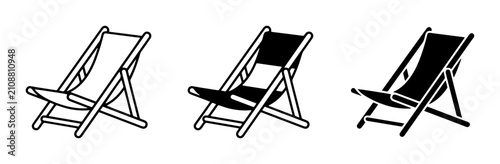 Quadro su tela Deck Chair Icons, Beach Lounge Chair Set, Summer Relaxation Vector Graphics
