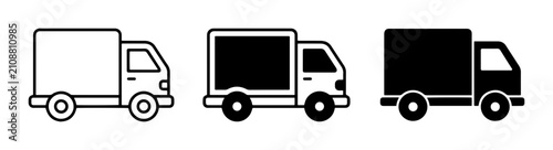 Fotografie Delivery Truck Icons, Freight Vehicle Set, Logistics Transportation Graphics