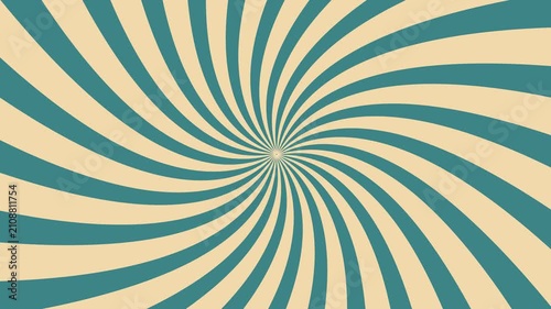 Retro Teal and Beige Spiral Sunburst Background with Radial Swirl Pattern