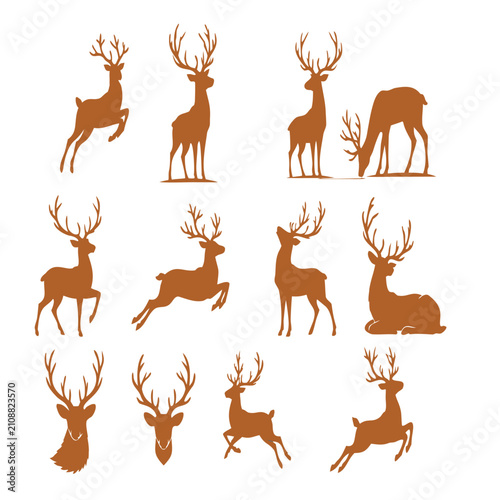 Holiday Reindeer Clipart Set