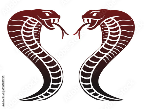 Vector logo design featuring a two-headed King Cobra; animal graphic; snake design template illustration; editable image suitable for logos, banners, etc