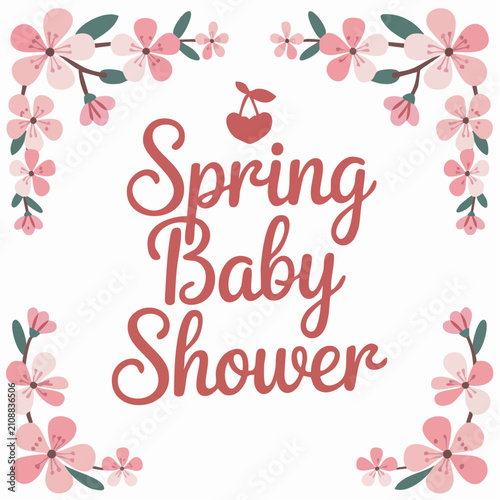 Spring baby shower floral greeting card invitation