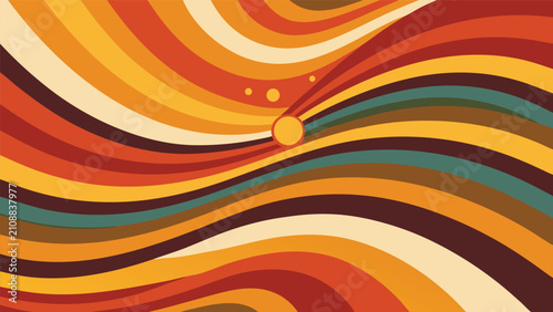 Canvastavla Retro abstract swirl pattern with warm color tones and geometric curvature abstr