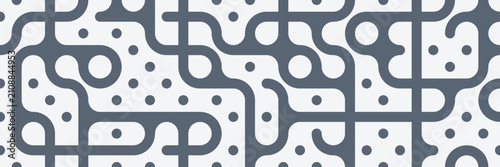 Simple mid century modern maze pattern in slate gray, wide banner