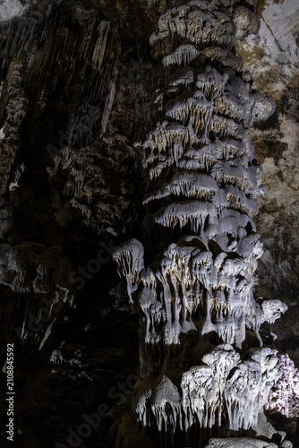 Close-Up of Layered Umbrella Stalagmite Formation in Les Grottes des Beni Add Cave Algeria