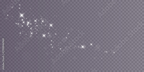 Bild auf Leinwand Ethereal cosmic sparkles pattern with glowing stars on transparent background fo