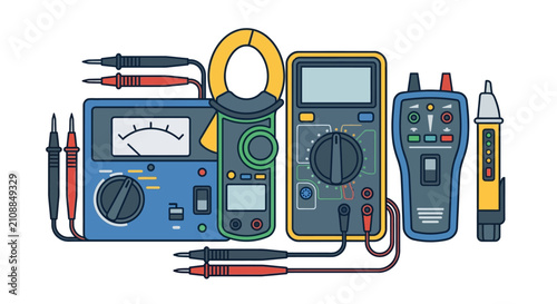 Foto Electrical Testing Tools and Multimeter Icon Set