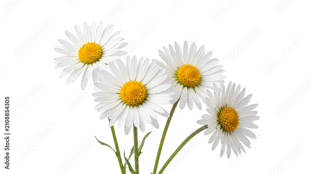 Fototapeta premium White Daisies With Yellow Centers Close Up.
