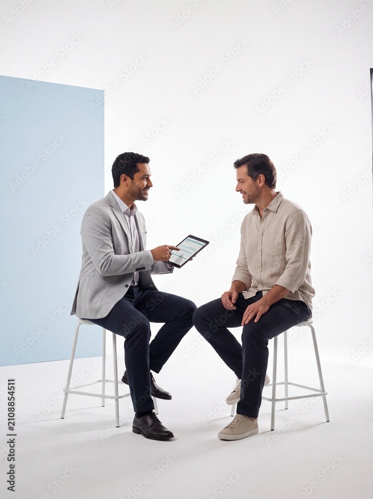Obraz premium Doctor Explaining Personalized Health Plan to Patient on Tablet