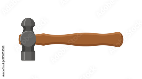 Professional ball peen hammer tool isolated on white background for industrial and DIY projects