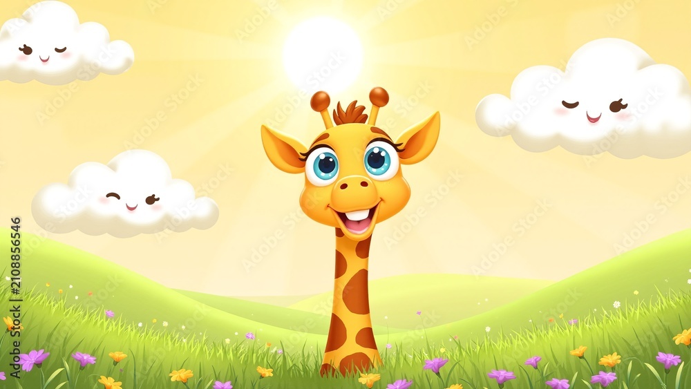 Naklejka premium Happy Cartoon Giraffe