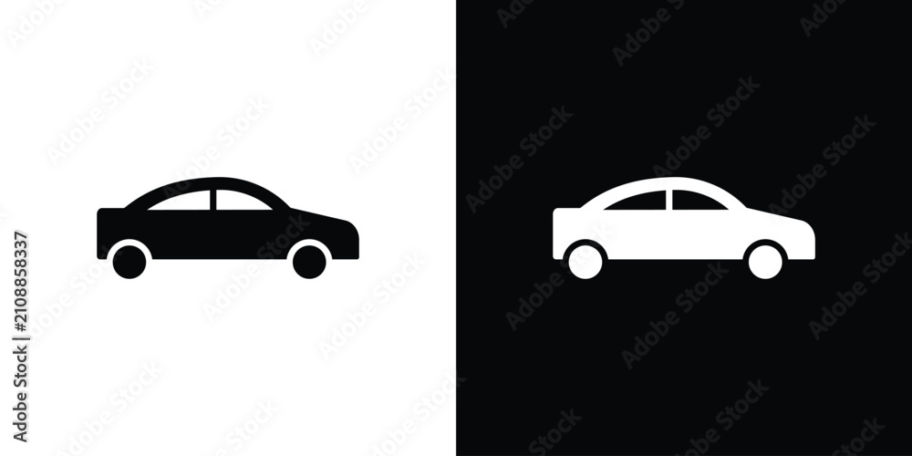 Fototapeta premium Car side view icon outline pictogram series