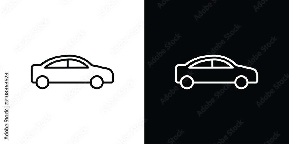 Fototapeta premium Car side view icon collection for website