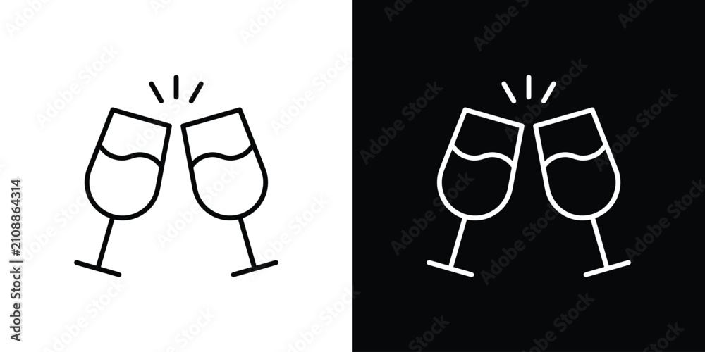 Obraz premium Glass-cheers icon collection for website
