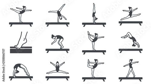 Obraz na płótnie Various yoga poses on reformer machine.