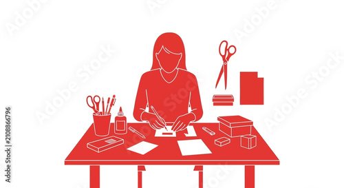 Woman working at a desk.