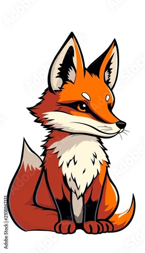 A stylized fox with a bushy tail and pointed ears, nature, animal