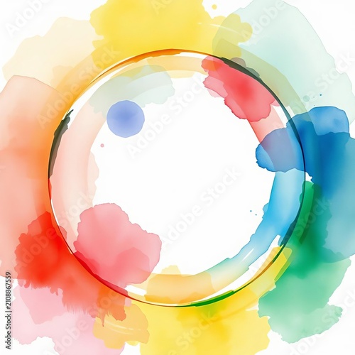 Watercolor circle art with subtle brush strokes, abstract, zen