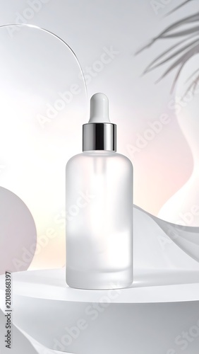 Serum bottle on white background.