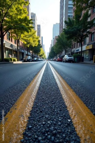 Fresh asphalt overlay on a city street, ramps repaired , highway, accessibility, road